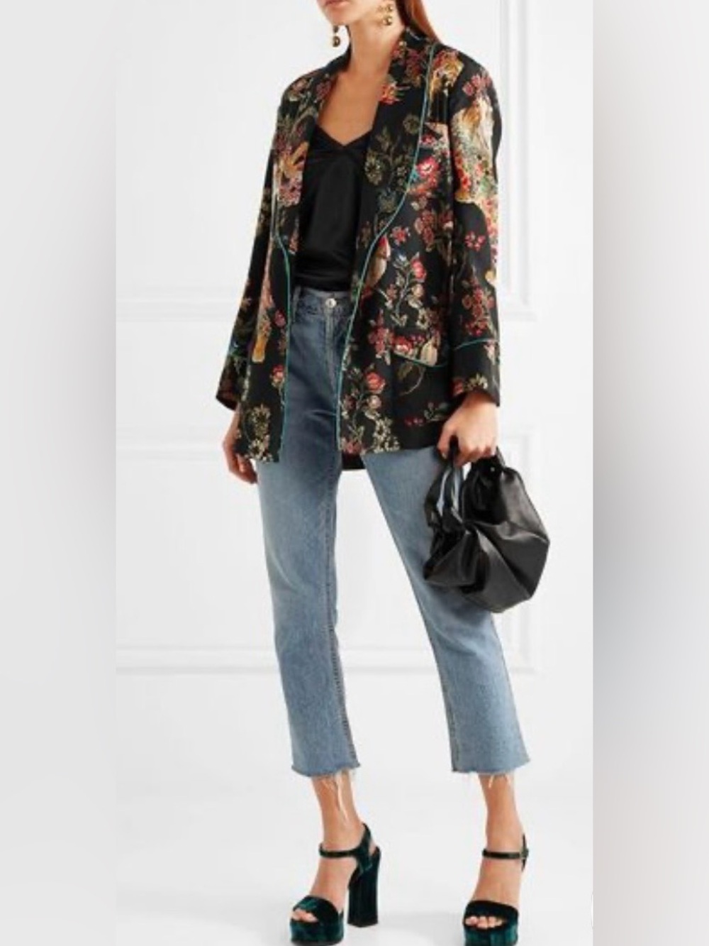 Etro Tiger & Floral Silk Smoking Jacket - Picture 3 of 15